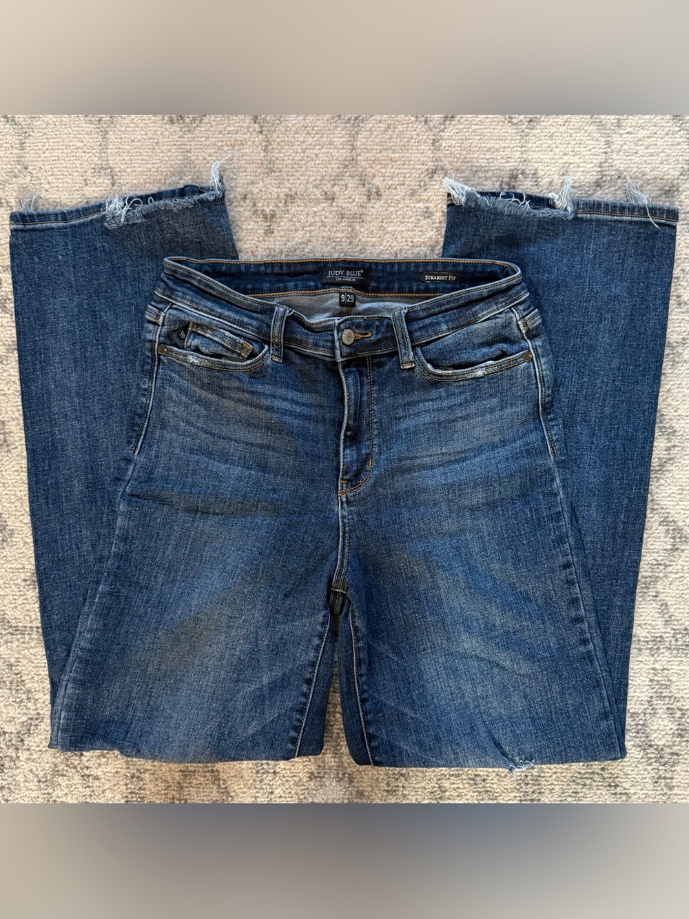 Judy Blue Dark Blue Distressed Straight Fit Jeans JB82592DK